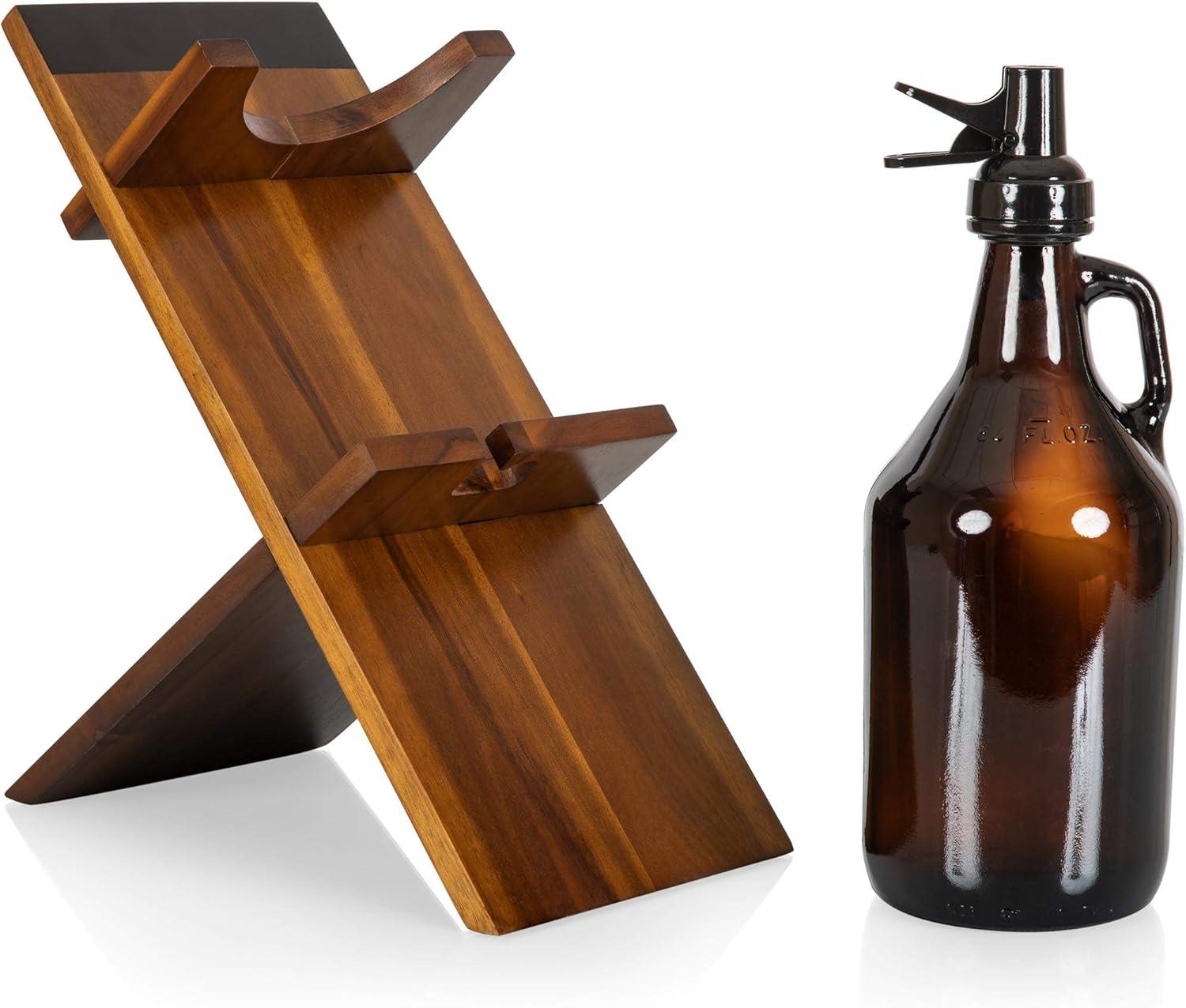 imageLEGACY a Picnic Time Brand Stand with 64oz Glass Growler Beer Accessories One Size Acacia Wood