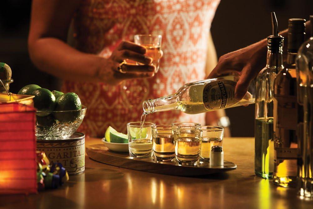imageLEGACY a Picnic Time brand Cantinero Shot Glass Set with Tray Tequilla Shot Glasses Cocktail Serving Tray Acacia Wood
