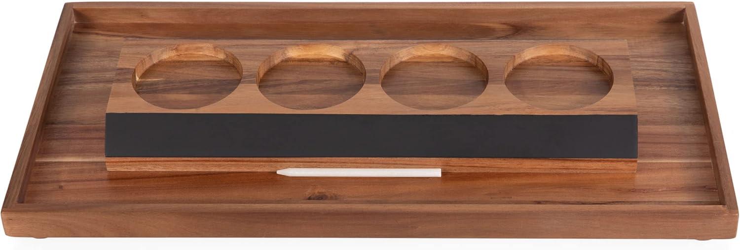 imageLEGACY a Picnic Time brand Cava Serving Tray and 4 Glass Carafes Mimosa Bar Kit Wine Flight Tasting Set Acacia Wood