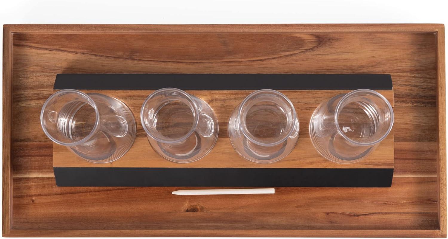 imageLEGACY a Picnic Time brand Cava Serving Tray and 4 Glass Carafes Mimosa Bar Kit Wine Flight Tasting Set Acacia Wood
