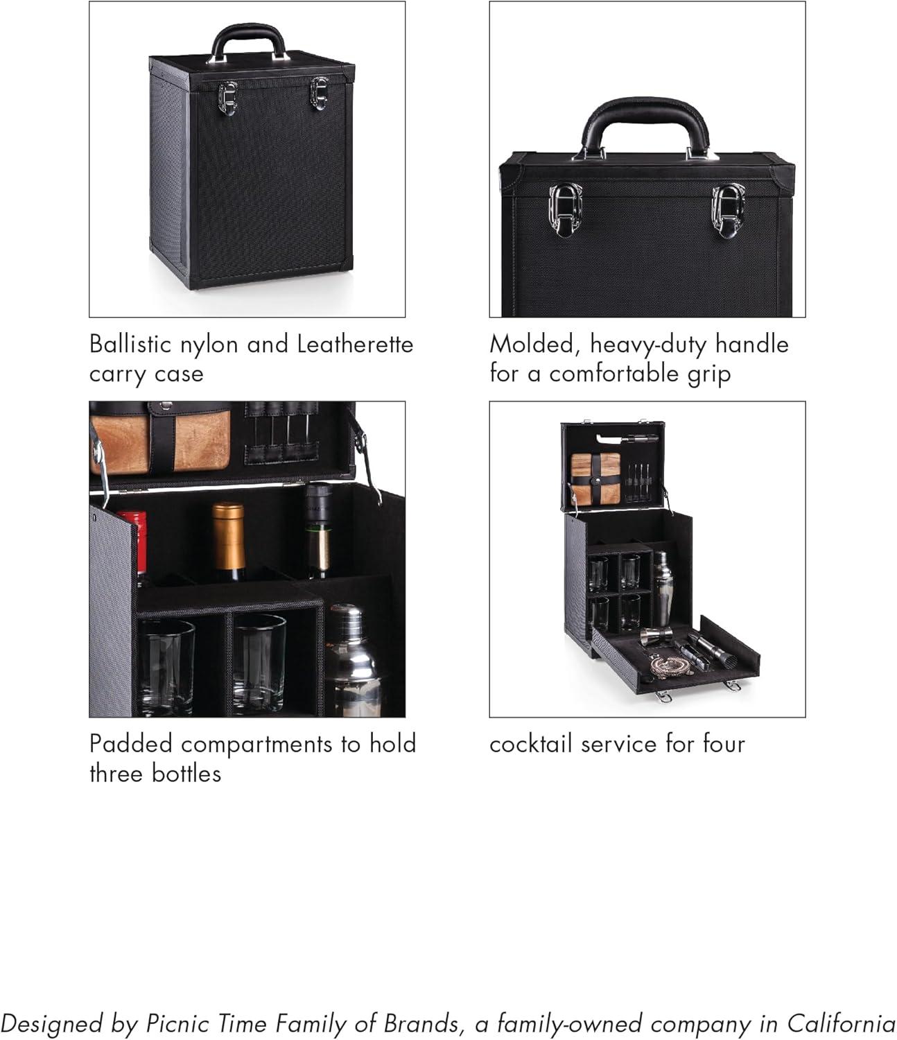 imageLEGACY a Picnic Time brand Hamilton Bartender Kit Cocktail Set Portable Bar Case with Cocktail Shaker Set Black