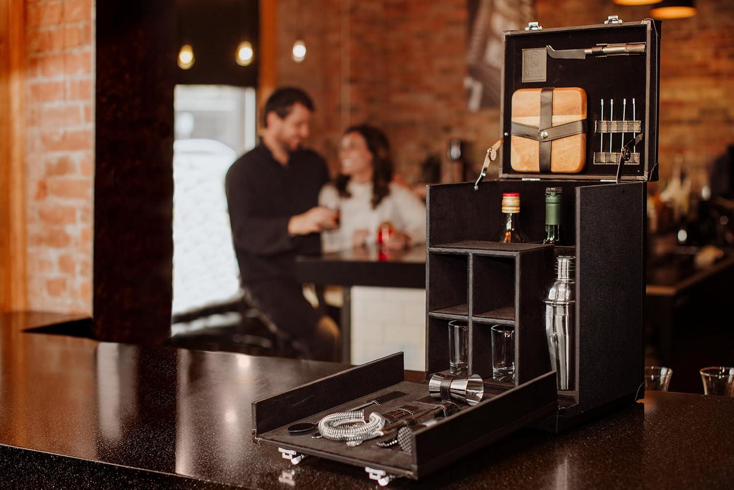 imageLEGACY a Picnic Time brand Hamilton Bartender Kit Cocktail Set Portable Bar Case with Cocktail Shaker Set Black