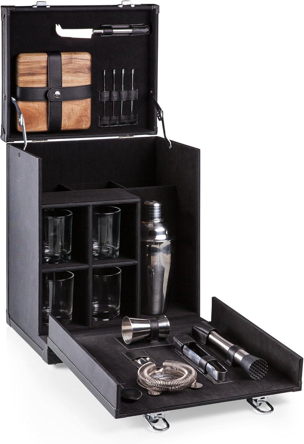 imageLEGACY a Picnic Time brand Hamilton Bartender Kit Cocktail Set Portable Bar Case with Cocktail Shaker Set Black