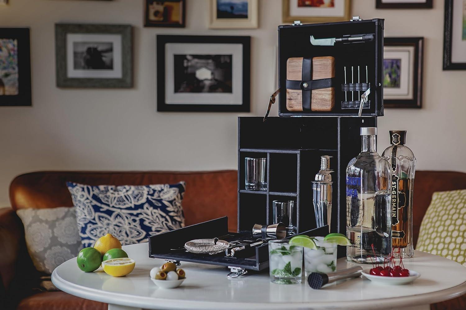 imageLEGACY a Picnic Time brand Hamilton Bartender Kit Cocktail Set Portable Bar Case with Cocktail Shaker Set Black