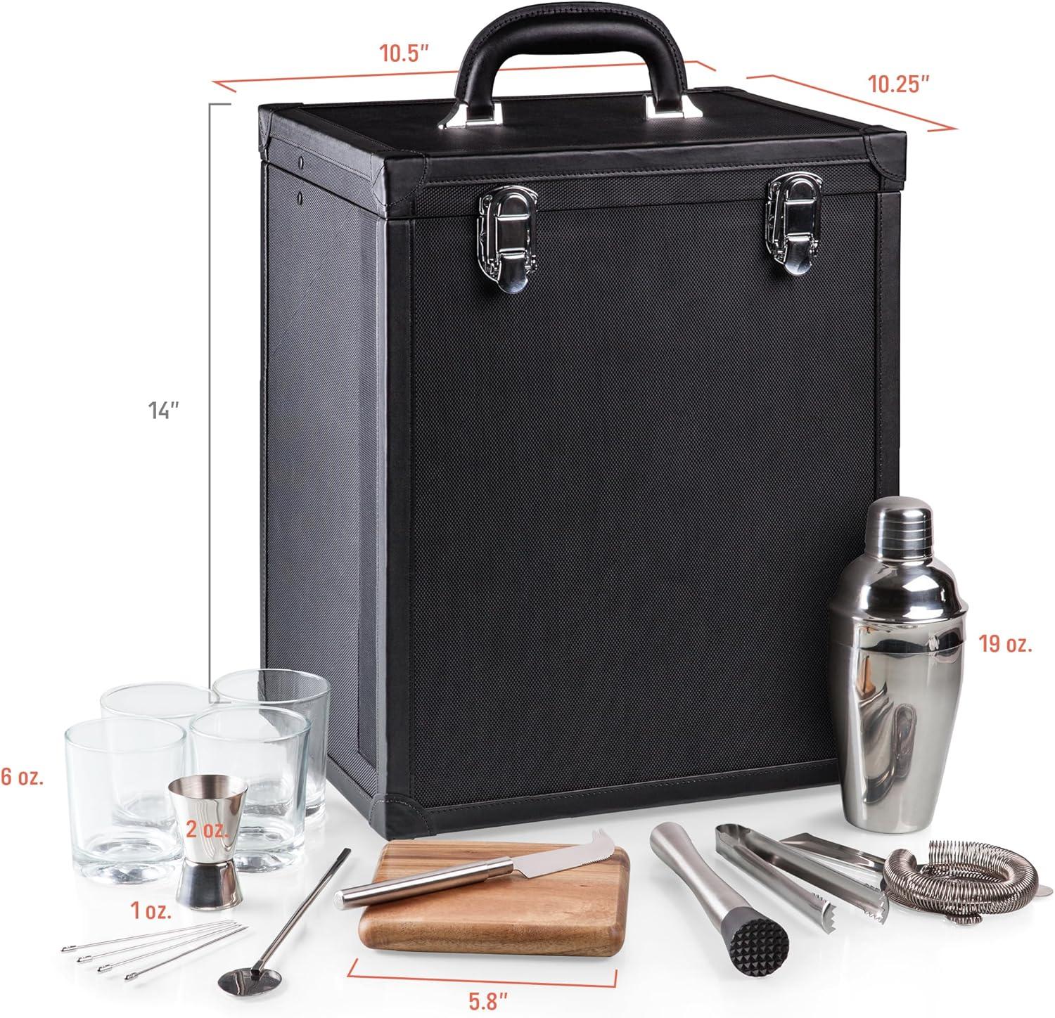 imageLEGACY a Picnic Time brand Hamilton Bartender Kit Cocktail Set Portable Bar Case with Cocktail Shaker Set Black
