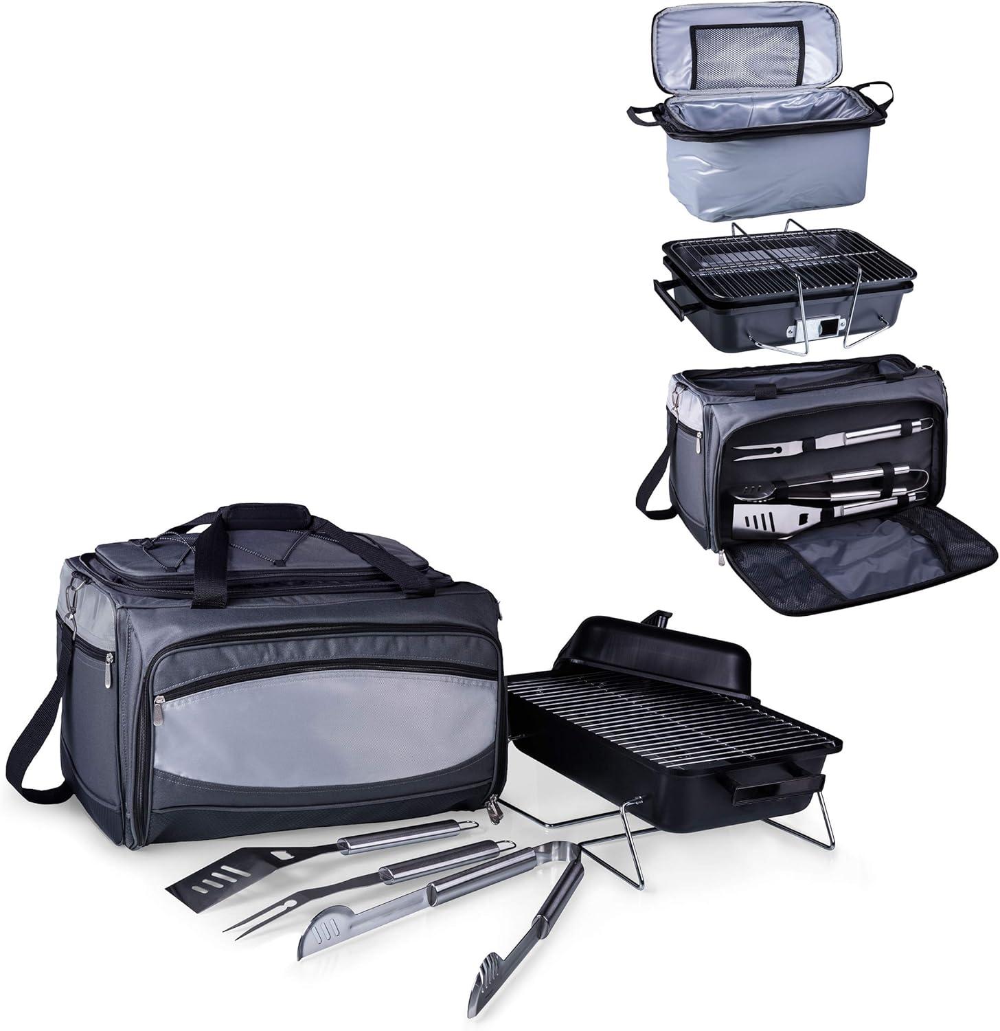 imageONIVA a Picnic Time brand Buccaneer Portable Charcoal Grill ampamp Cooler Tote Black with Gray AccentsOne Size