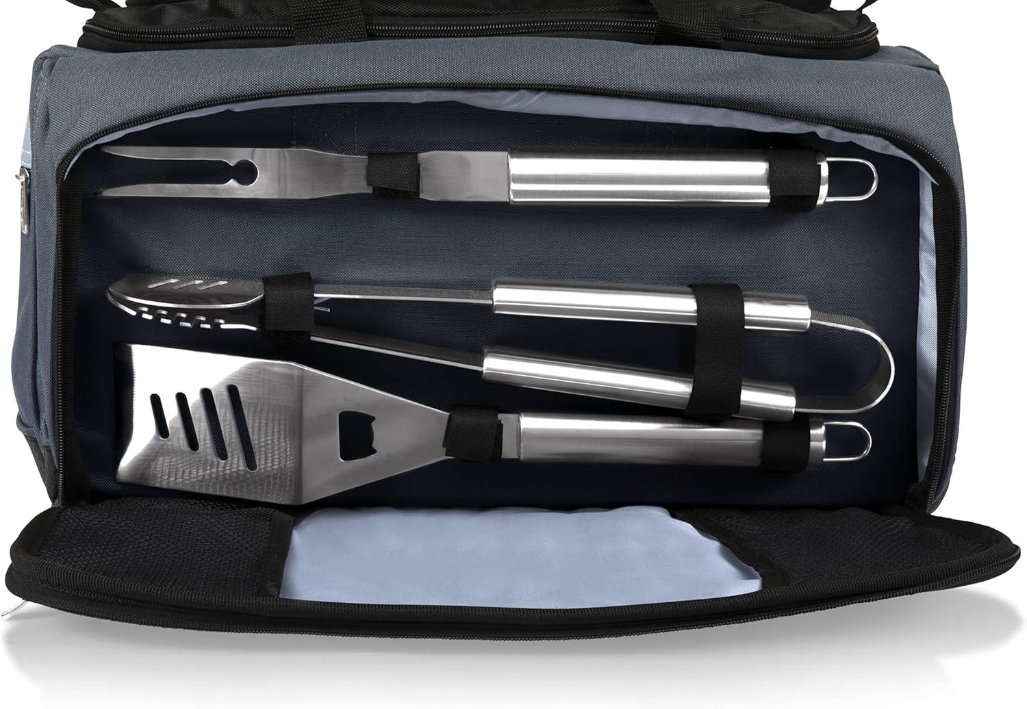 imageONIVA a Picnic Time brand Buccaneer Portable Charcoal Grill ampamp Cooler Tote Black with Gray AccentsOne Size