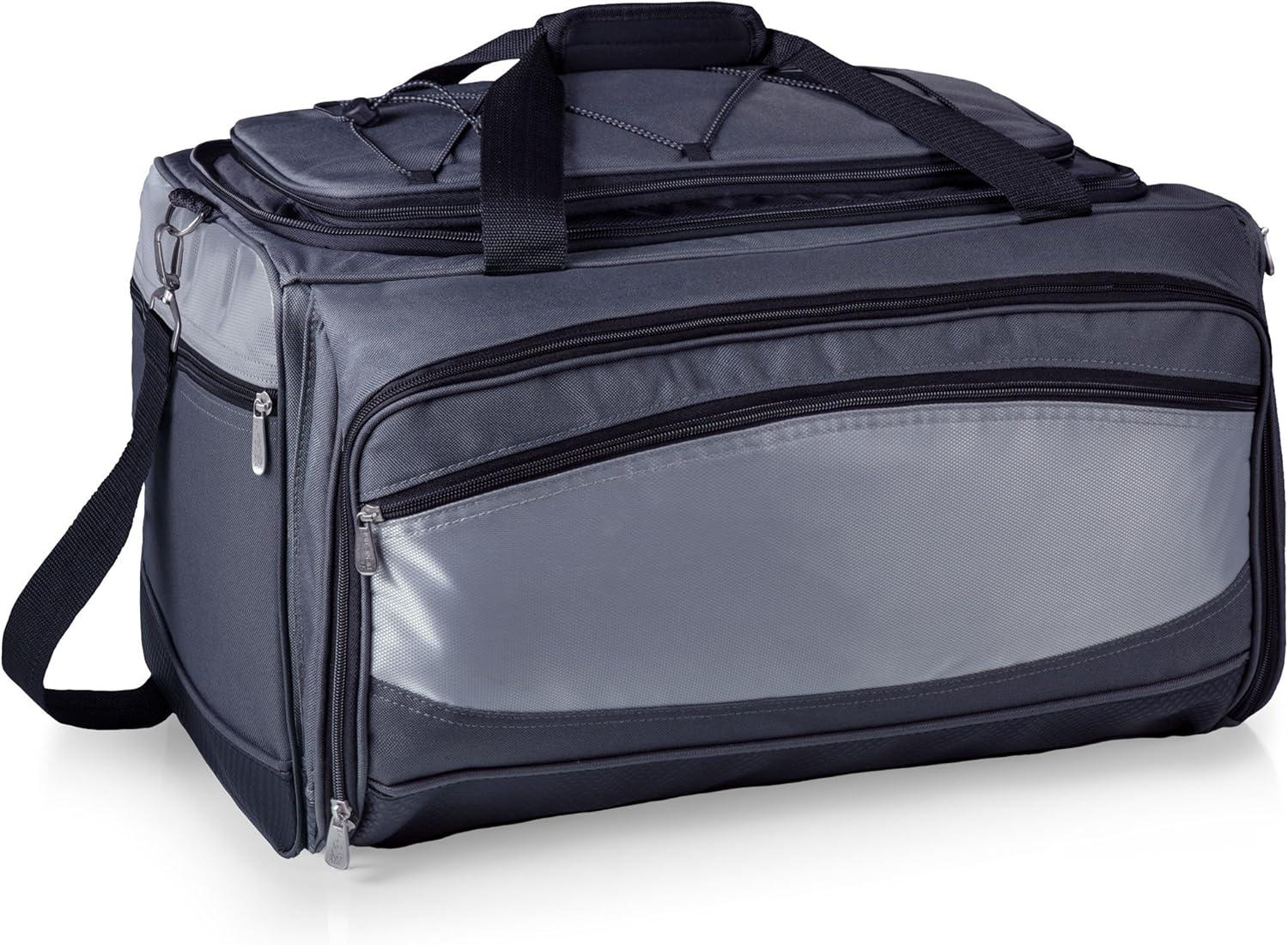 imageONIVA a Picnic Time brand Buccaneer Portable Charcoal Grill ampamp Cooler Tote Black with Gray AccentsOne Size