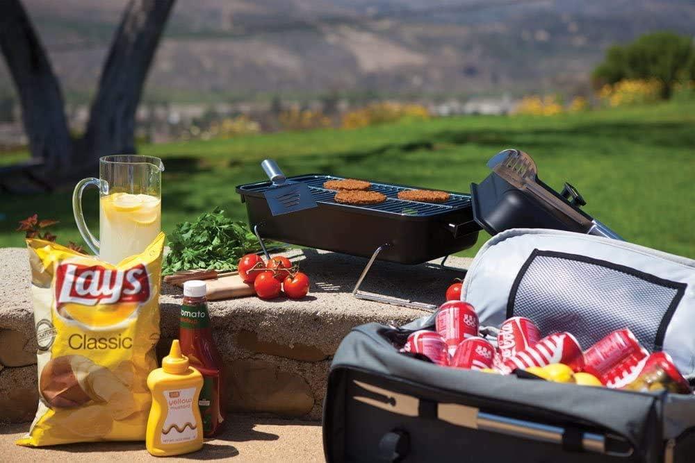 imageONIVA a Picnic Time brand Buccaneer Portable Charcoal Grill ampamp Cooler Tote Black with Gray AccentsOne Size