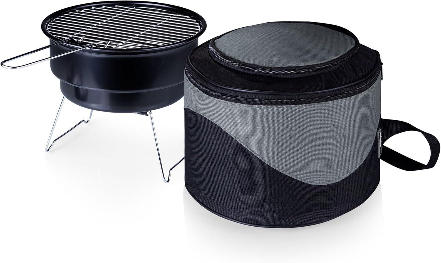 imageONIVA a Picnic Time brand Caliente Portable Charcoal Grill ampamp Cooler Tote Take Anywhere BBQ Grill with Cooler Bag Grill for Outdoor Use Black with Gray Accents