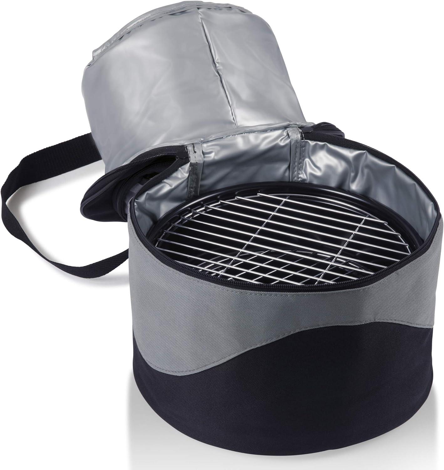 imageONIVA a Picnic Time brand Caliente Portable Charcoal Grill ampamp Cooler Tote Take Anywhere BBQ Grill with Cooler Bag Grill for Outdoor Use Black with Gray Accents