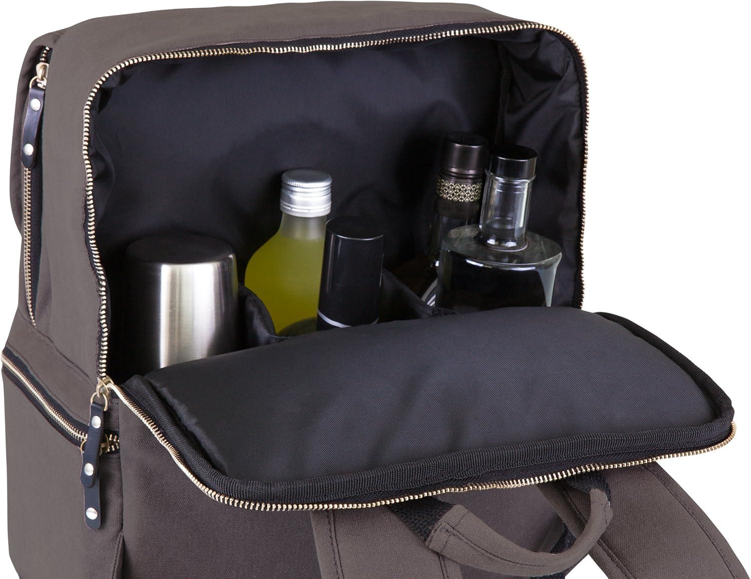 imagePICNIC TIME Bar Backpack 16Piece Portable Cocktail Set Portable Bar Case with Cocktail Shaker Set Gray
