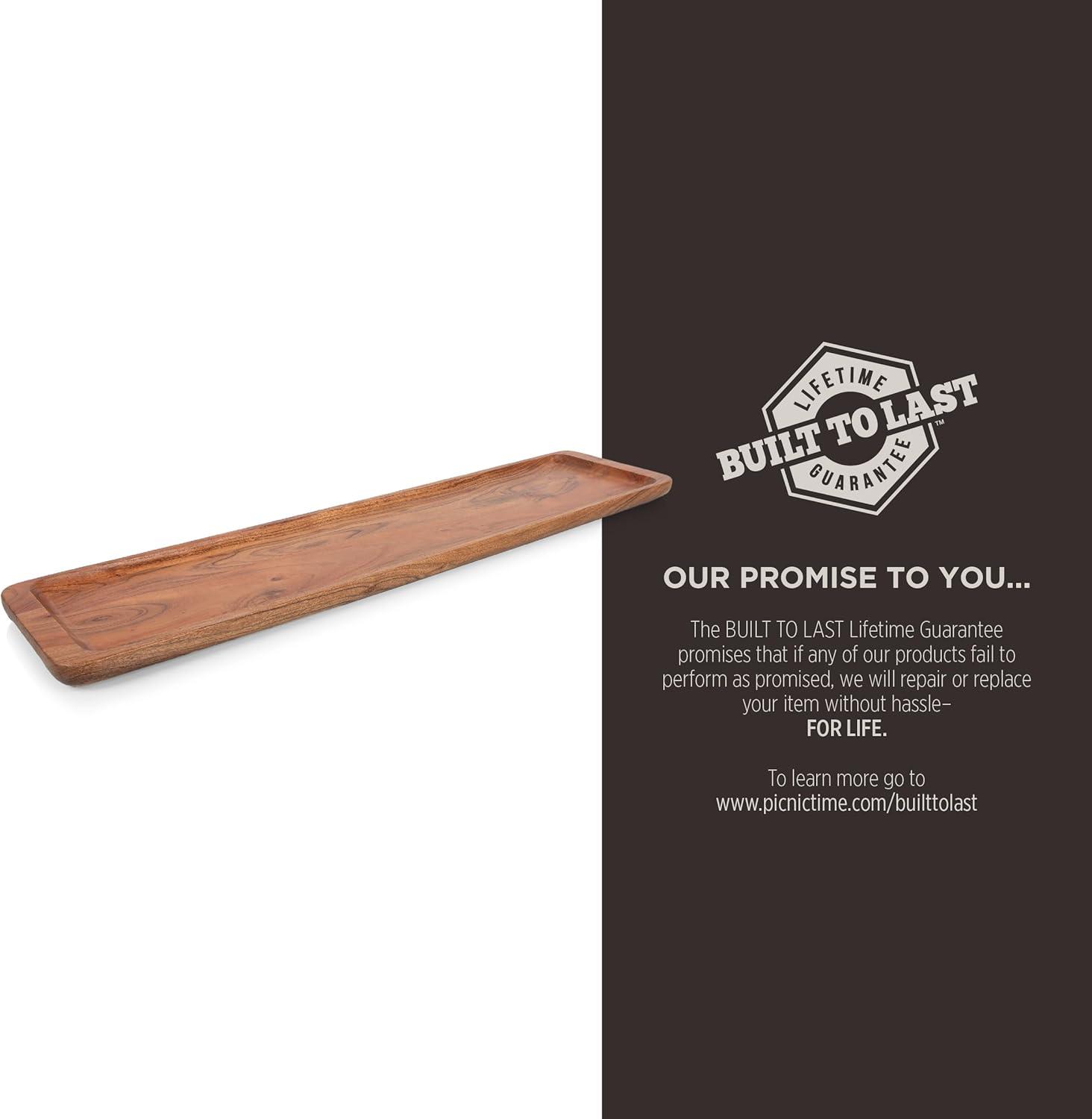 imagePICNIC TIME Canap Appetizer Serving Tray Long Rectangular Charcuterie Board Acacia Wood Cheese Board Grazing Board Acacia Wood