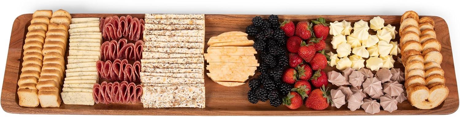 imagePICNIC TIME Canap Appetizer Serving Tray Long Rectangular Charcuterie Board Acacia Wood Cheese Board Grazing Board Acacia Wood