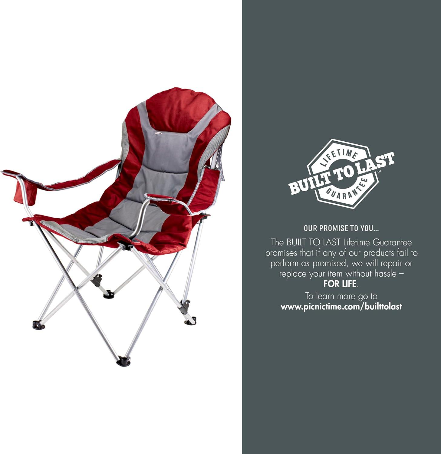 imagePICNIC TIME CocaCola Enjoy Coke Reclining Camp Chair Beach Chair for Adults Sports Chair with Carry Bag Dark Red