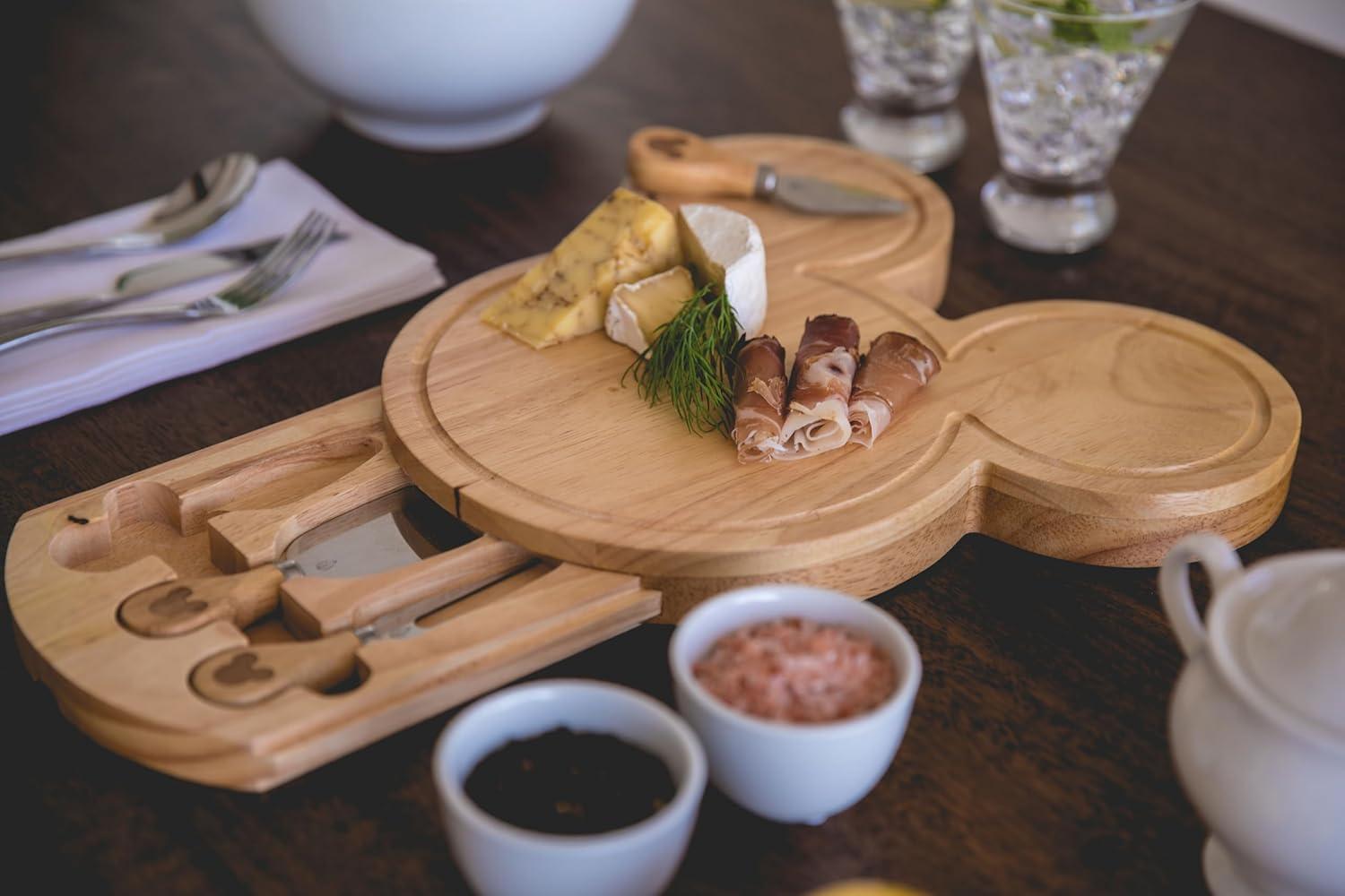 imagePICNIC TIME Disney Mickey Mouse Head Cheese ampamp Charcuterie Board Set Parawood Cutting Board with Hidden Drawer ampamp 3 Cheese Knives Fun Disney Gift Party Platter Picnic Set ampamp Kitchen Serving Tray