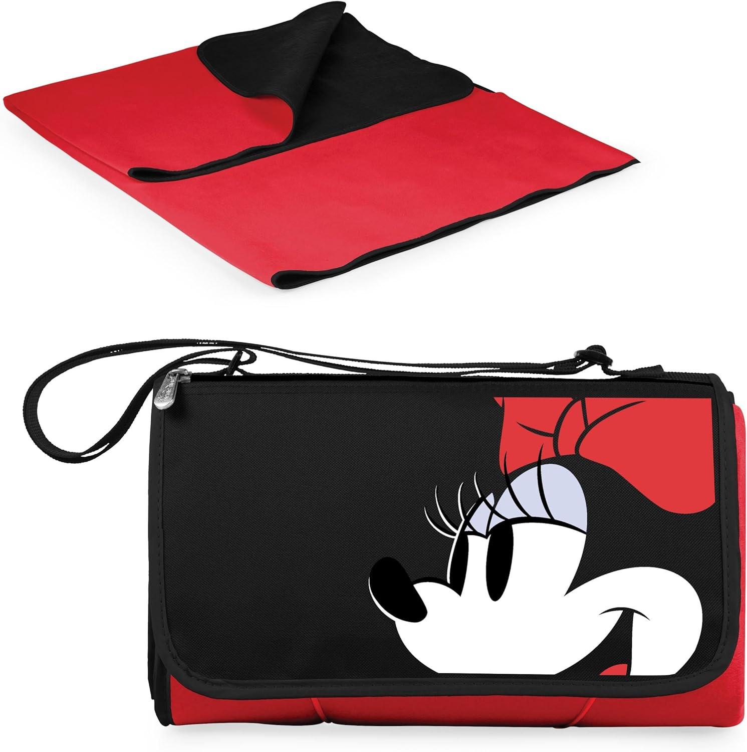 imagePICNIC TIME Disney Minnie Mouse Blanket Tote Outdoor Picnic Blanket Beach Blanket Camping Blanket Red with Black Flap