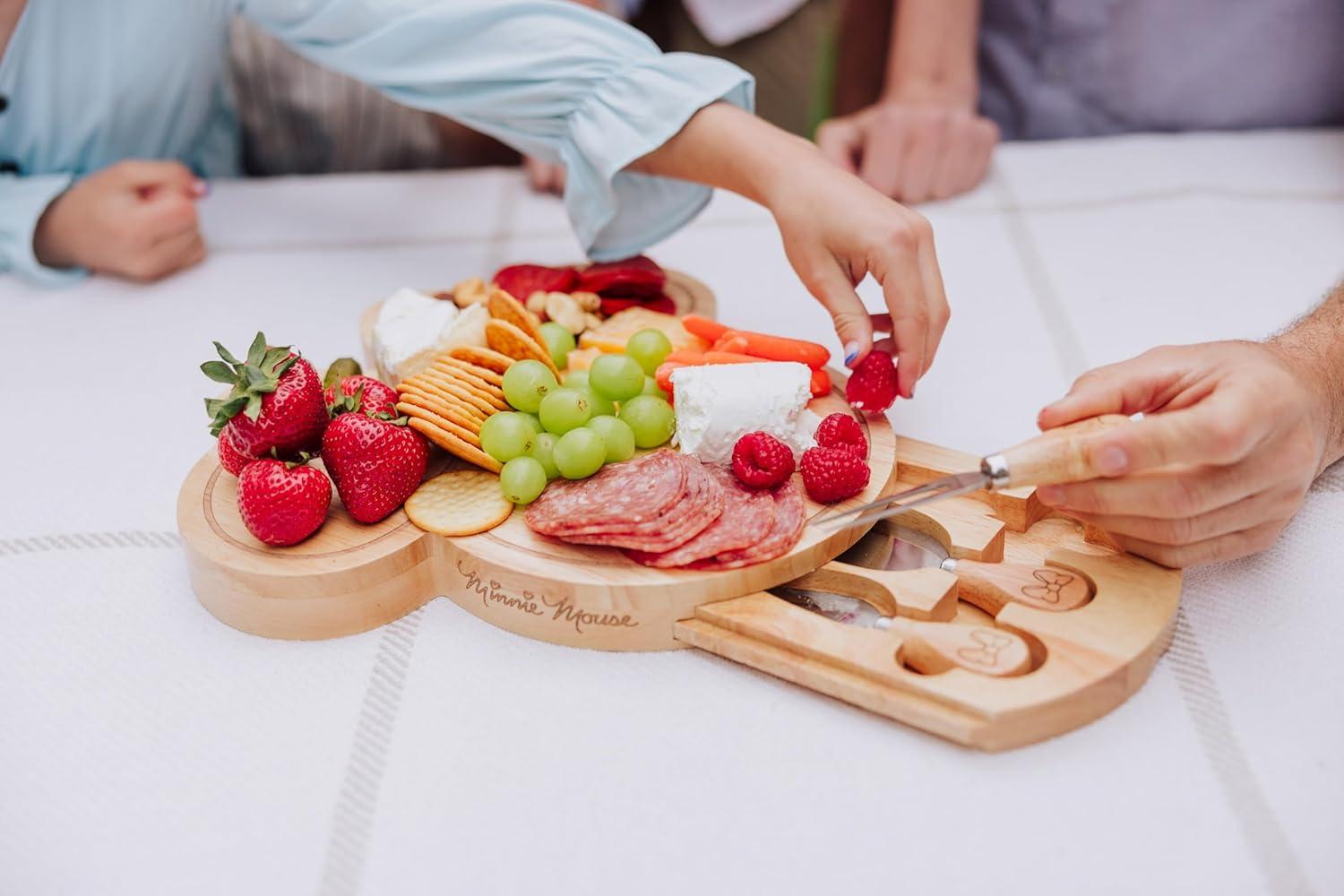 imagePICNIC TIME Disney Minnie Mouse Head Shaped Cheese Board with Tools Parawood