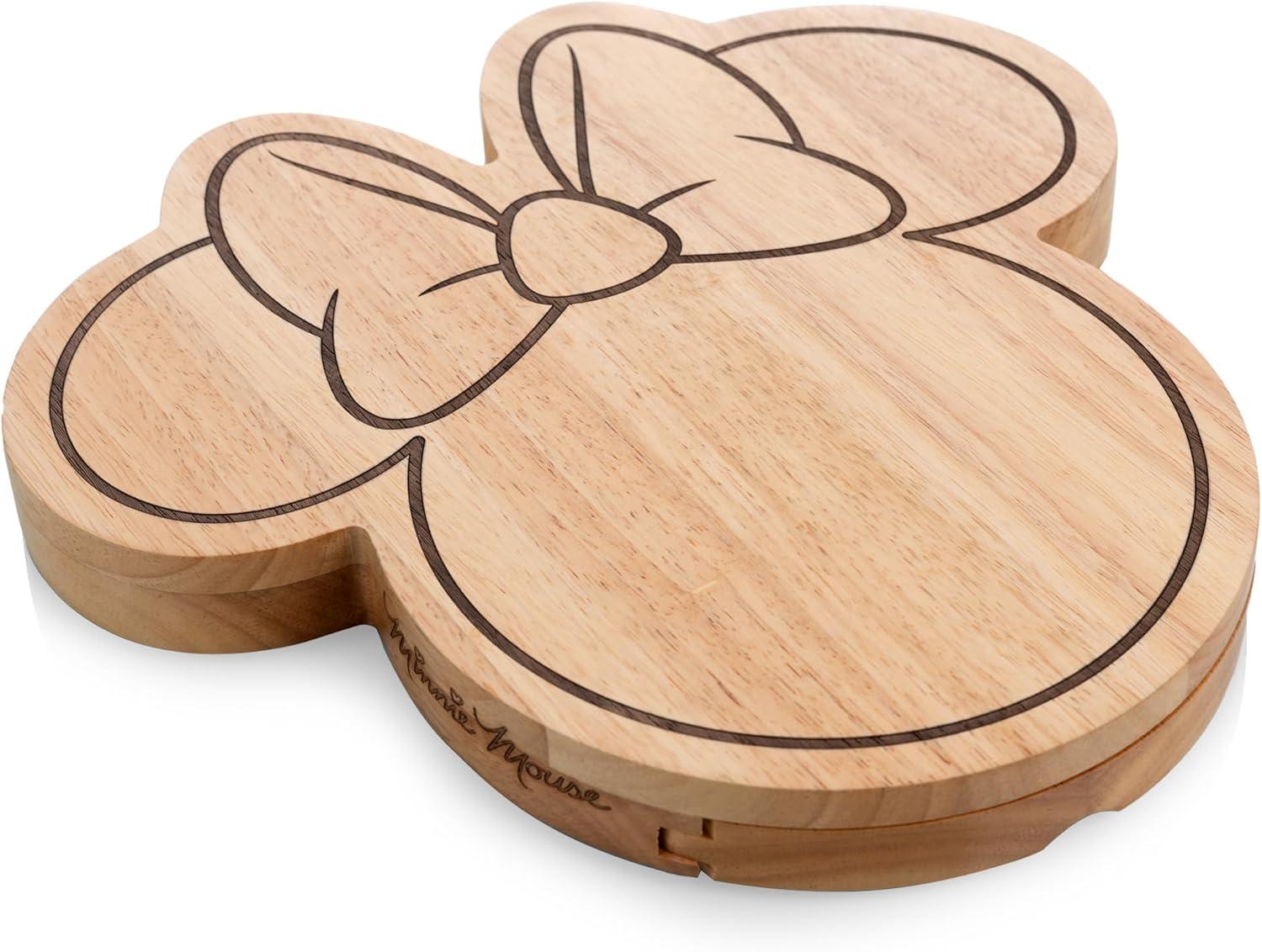 imagePICNIC TIME Disney Minnie Mouse Head Shaped Cheese Board with Tools Parawood
