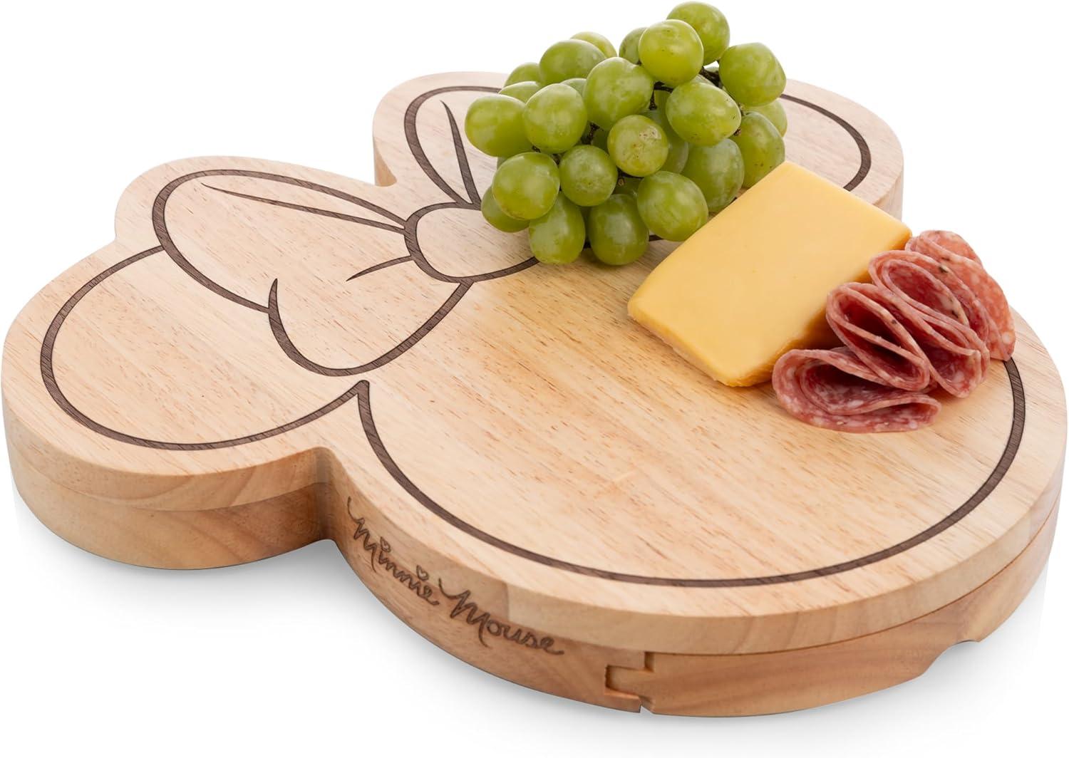 imagePICNIC TIME Disney Minnie Mouse Head Shaped Cheese Board with Tools Parawood