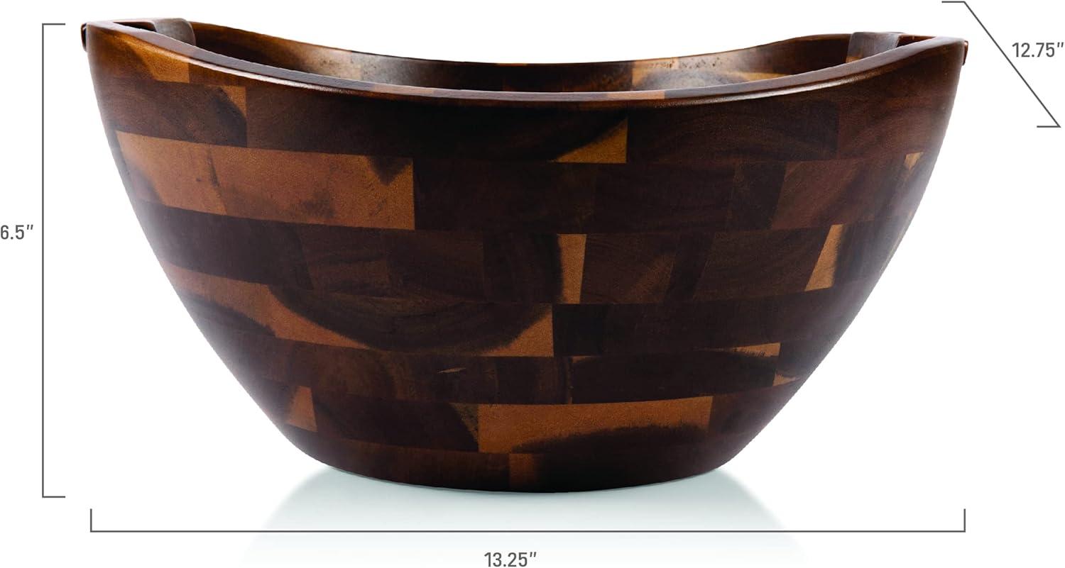 imagePICNIC TIME Fabio Viviani Mescolare Large Salad Bowl with Integrated Serving and Tossing Tools Acacia Wood
