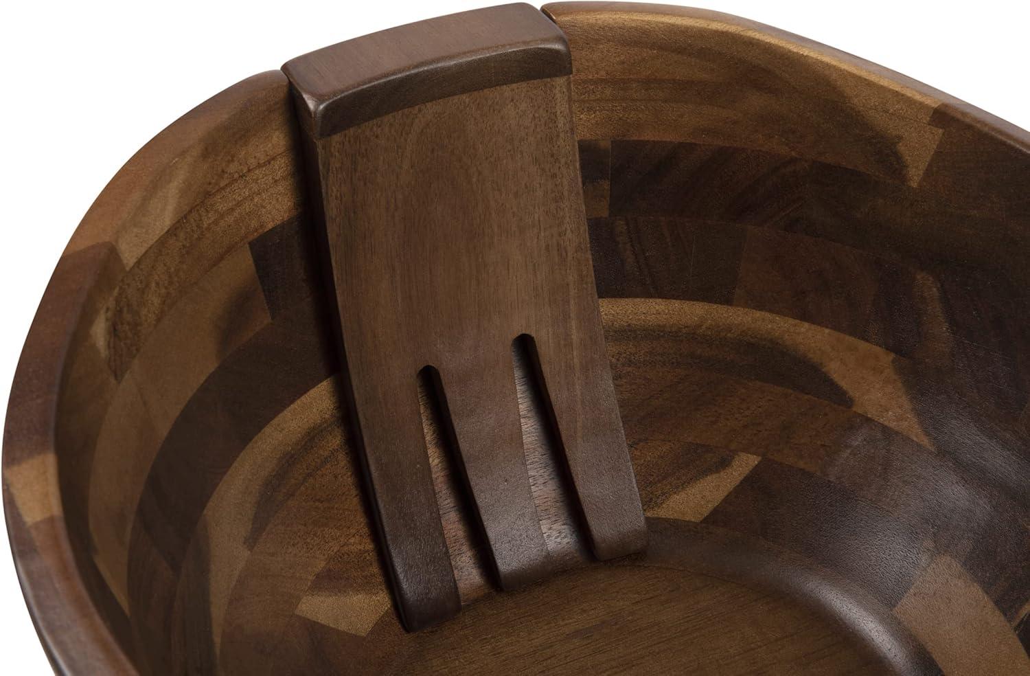 imagePICNIC TIME Fabio Viviani Mescolare Large Salad Bowl with Integrated Serving and Tossing Tools Acacia Wood