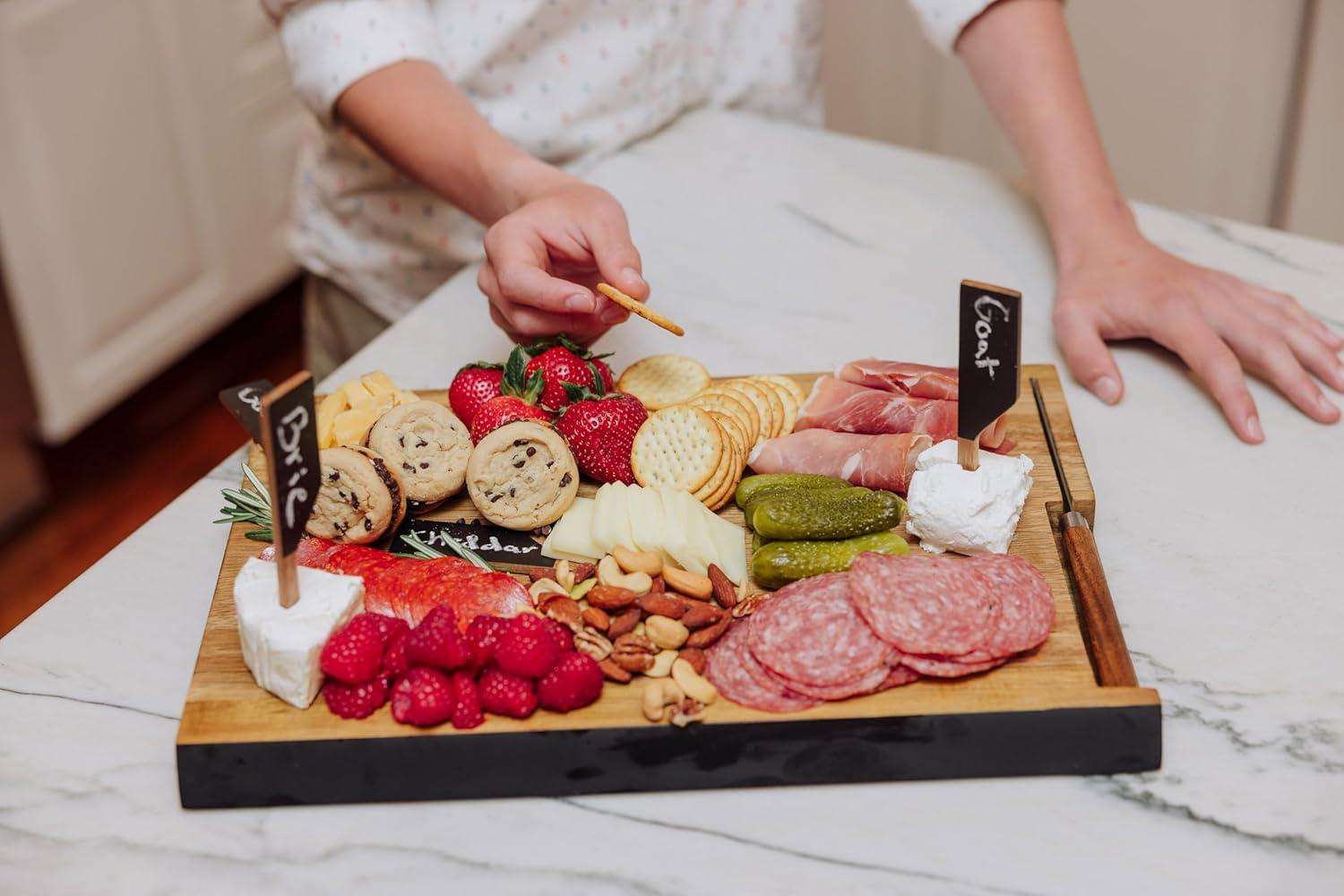 imagePICNIC TIME Formaggio Cheese Board with Chalkboard Cheese Makers Charcuterie Board and Food Labels Acacia Wood Cutting Board Acacia Wood