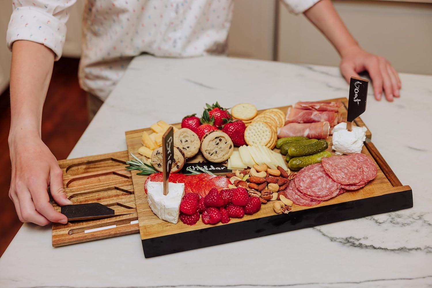 imagePICNIC TIME Formaggio Cheese Board with Chalkboard Cheese Makers Charcuterie Board and Food Labels Acacia Wood Cutting Board Acacia Wood