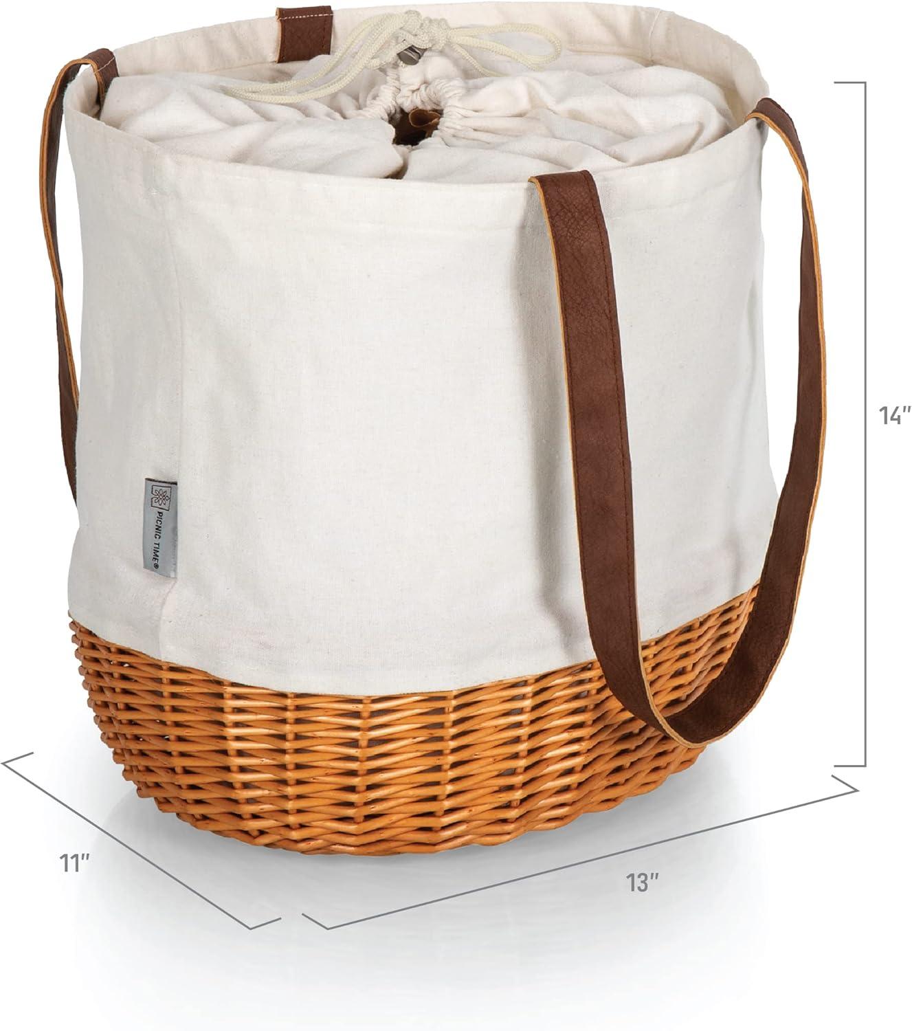 imagePICNIC TIME Harry Potter Ravenclaw Coronado Canvas and Willow Basket Tote Picnic Tote Bag Beach Tote Beige Canvas