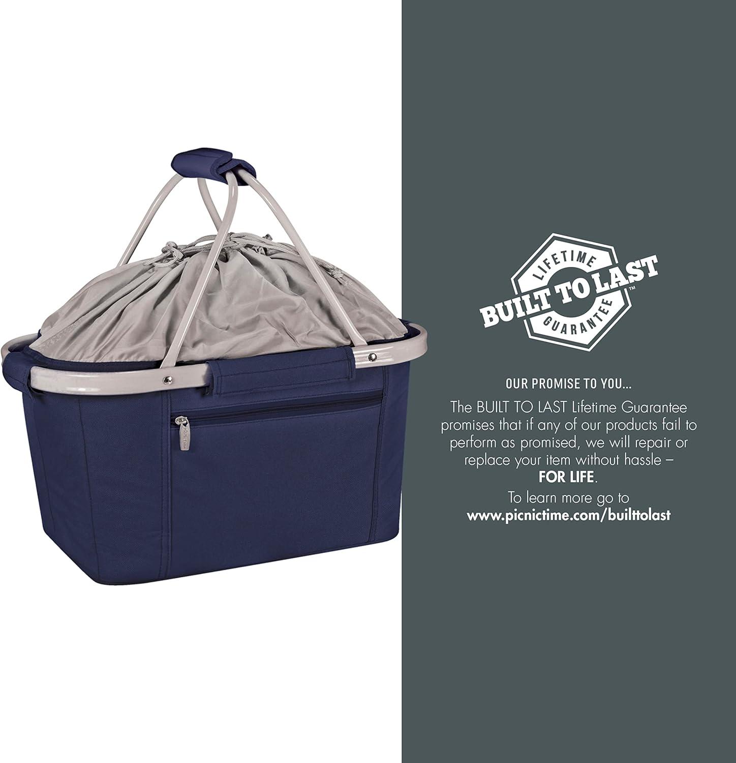 imagePICNIC TIME NCAA Cal Bears Metro Shopping Basket Insulated Picnic Basket Collapsible Market Basket Utility Tote Cooler Bag Navy Blue