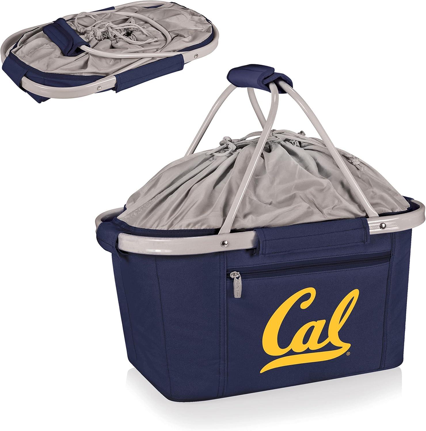 imagePICNIC TIME NCAA Cal Bears Metro Shopping Basket Insulated Picnic Basket Collapsible Market Basket Utility Tote Cooler Bag Navy Blue