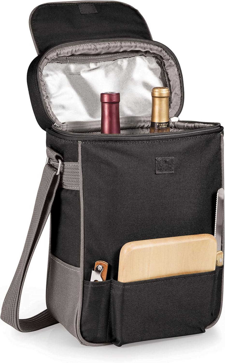 imagePICNIC TIME NCAA Duet Wine ampamp Cheese ToteBlack With Gray Accents