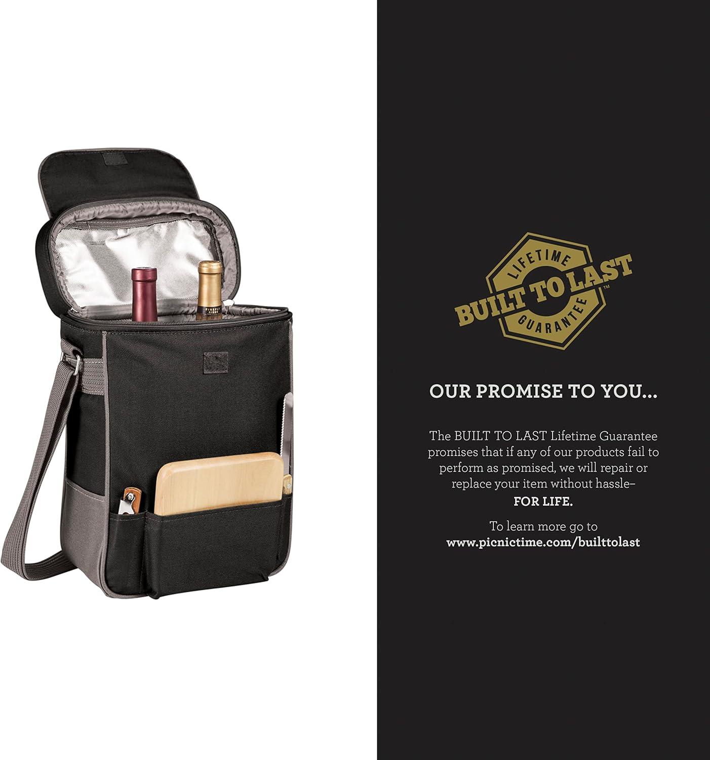 imagePICNIC TIME NCAA Duet Wine ampamp Cheese ToteBlack With Gray Accents