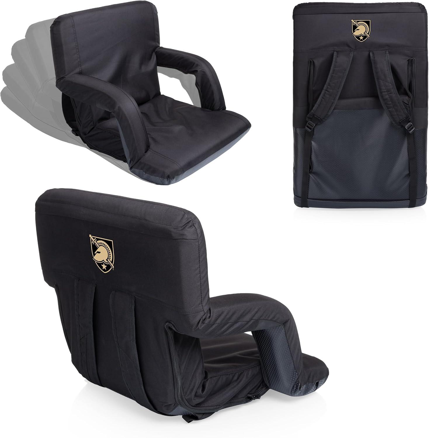 imagePICNIC TIME NCAA West Point Black Knights Ventura Reclining Stadium Seat with Back Support Bleacher Seat Beach Floor Chair