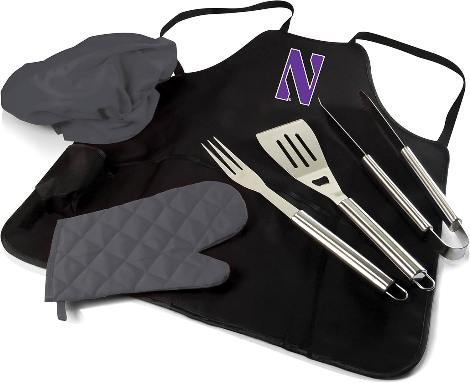 imagePICNIC TIME NCAA unisexadult Ncaa Bbq Apron Tote Pro Grill SetBlack With Gray Accents
