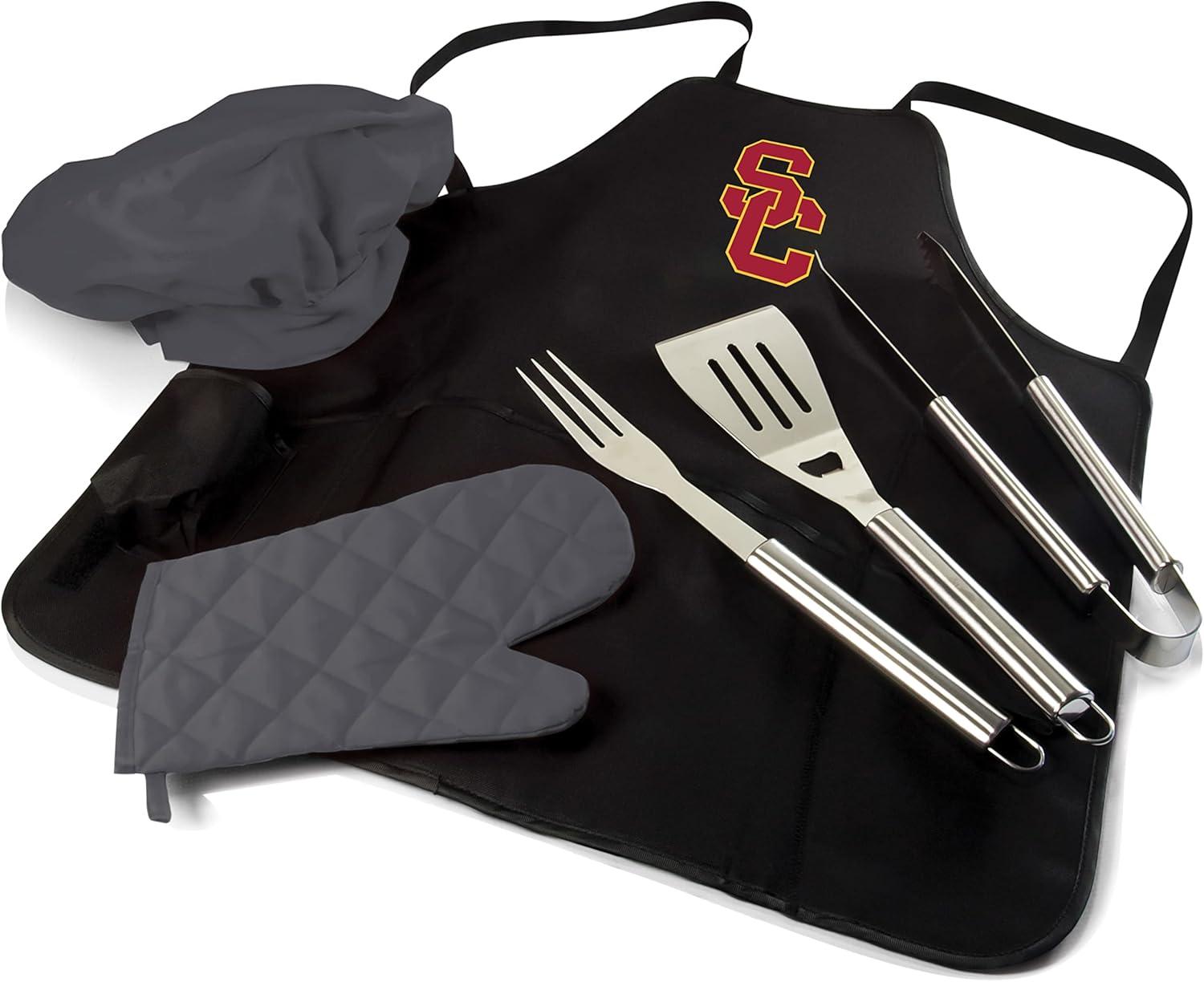 imagePICNIC TIME NCAA unisexadult Ncaa Bbq Apron Tote Pro Grill SetBlack With Gray Accents