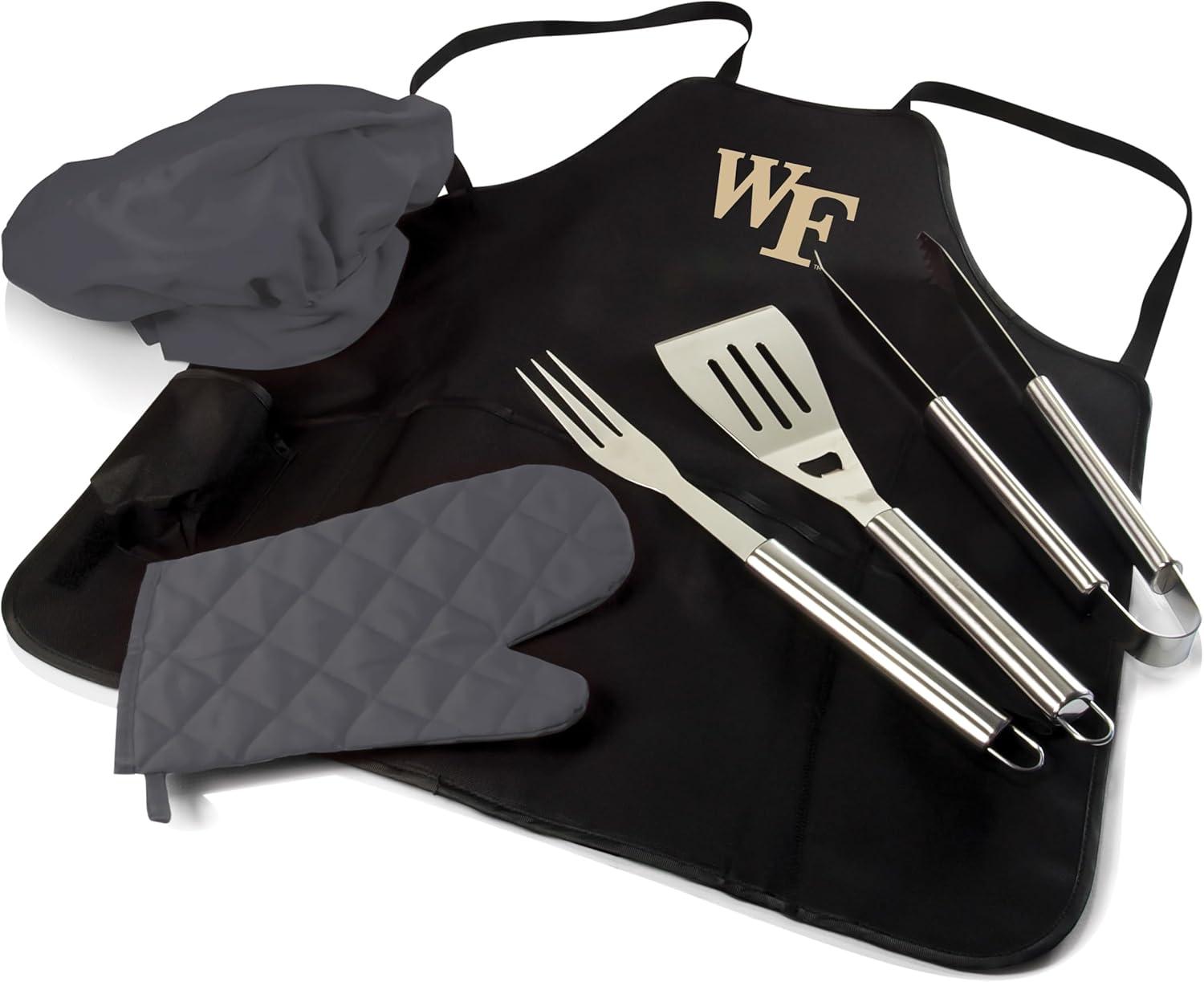 imagePICNIC TIME NCAA unisexadult Ncaa Bbq Apron Tote Pro Grill SetBlack With Gray Accents