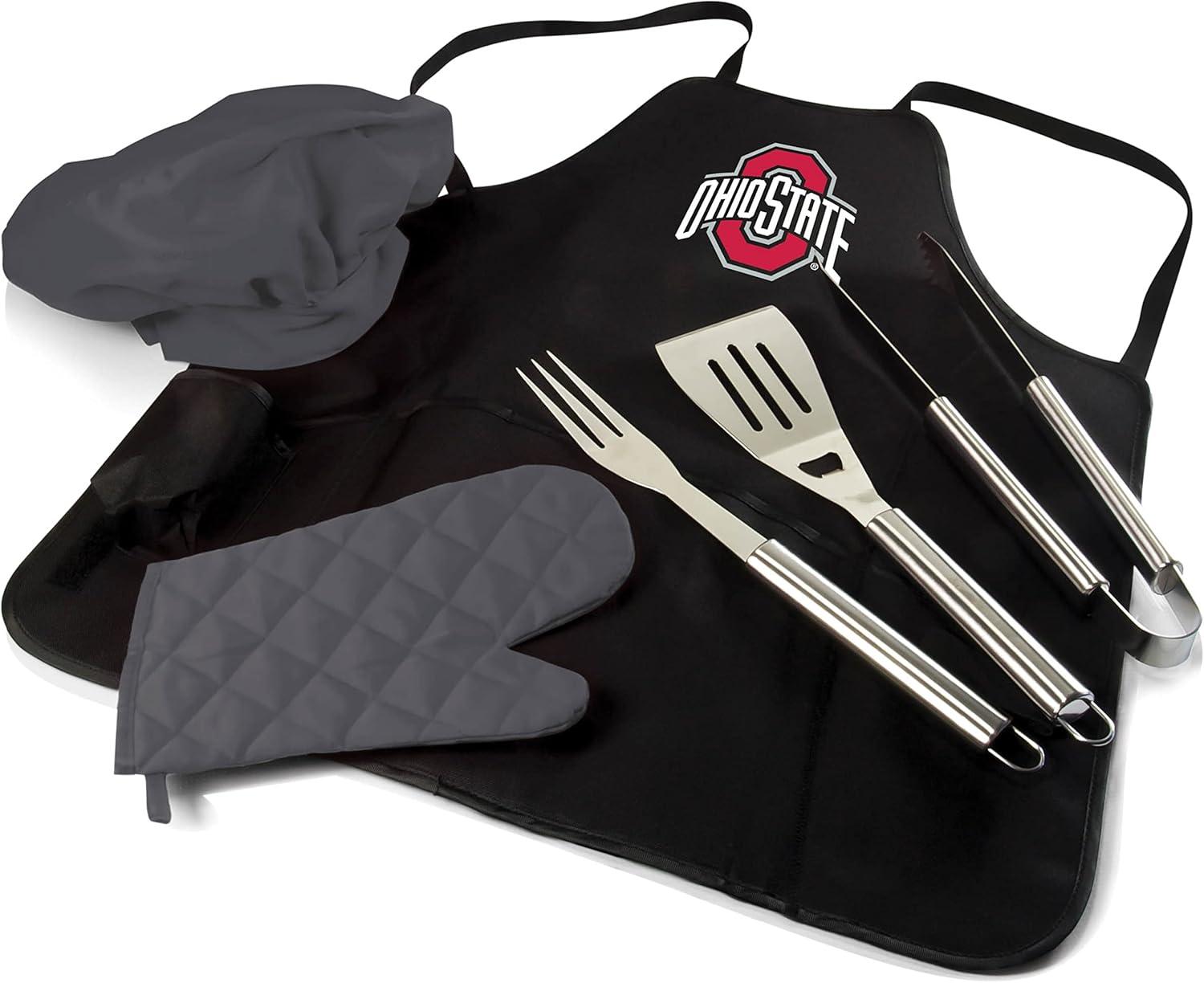 imagePICNIC TIME NCAA unisexadult Ncaa Bbq Apron Tote Pro Grill SetBlack With Gray Accents
