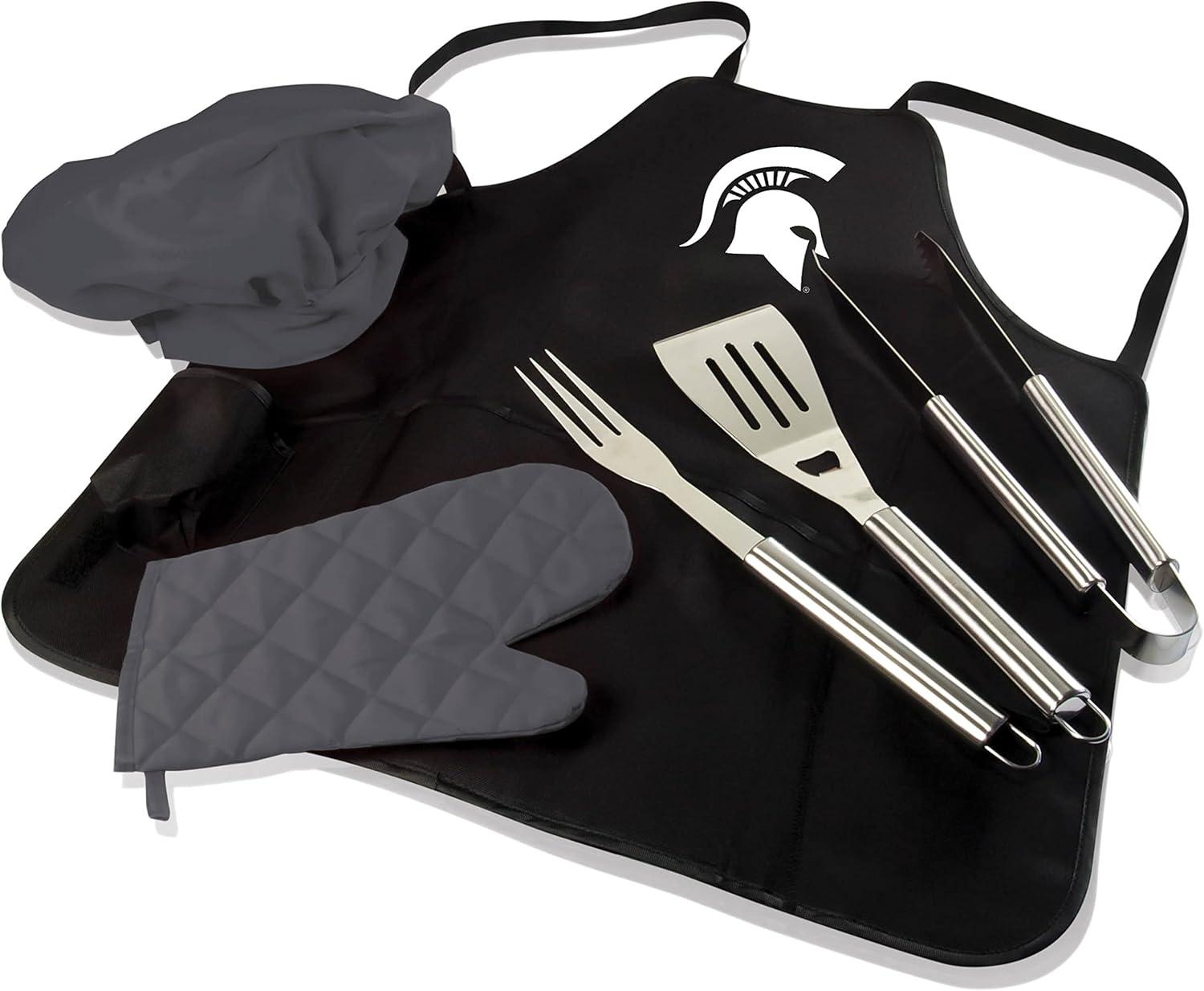 imagePICNIC TIME NCAA unisexadult Ncaa Bbq Apron Tote Pro Grill SetBlack With Gray Accents