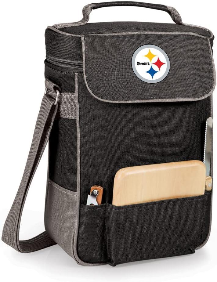 imagePICNIC TIME NFL UnisexAdult NFL Duet Wine and Cheese Tote Bag Insulated Wine Bag with Cheese BoardBlack