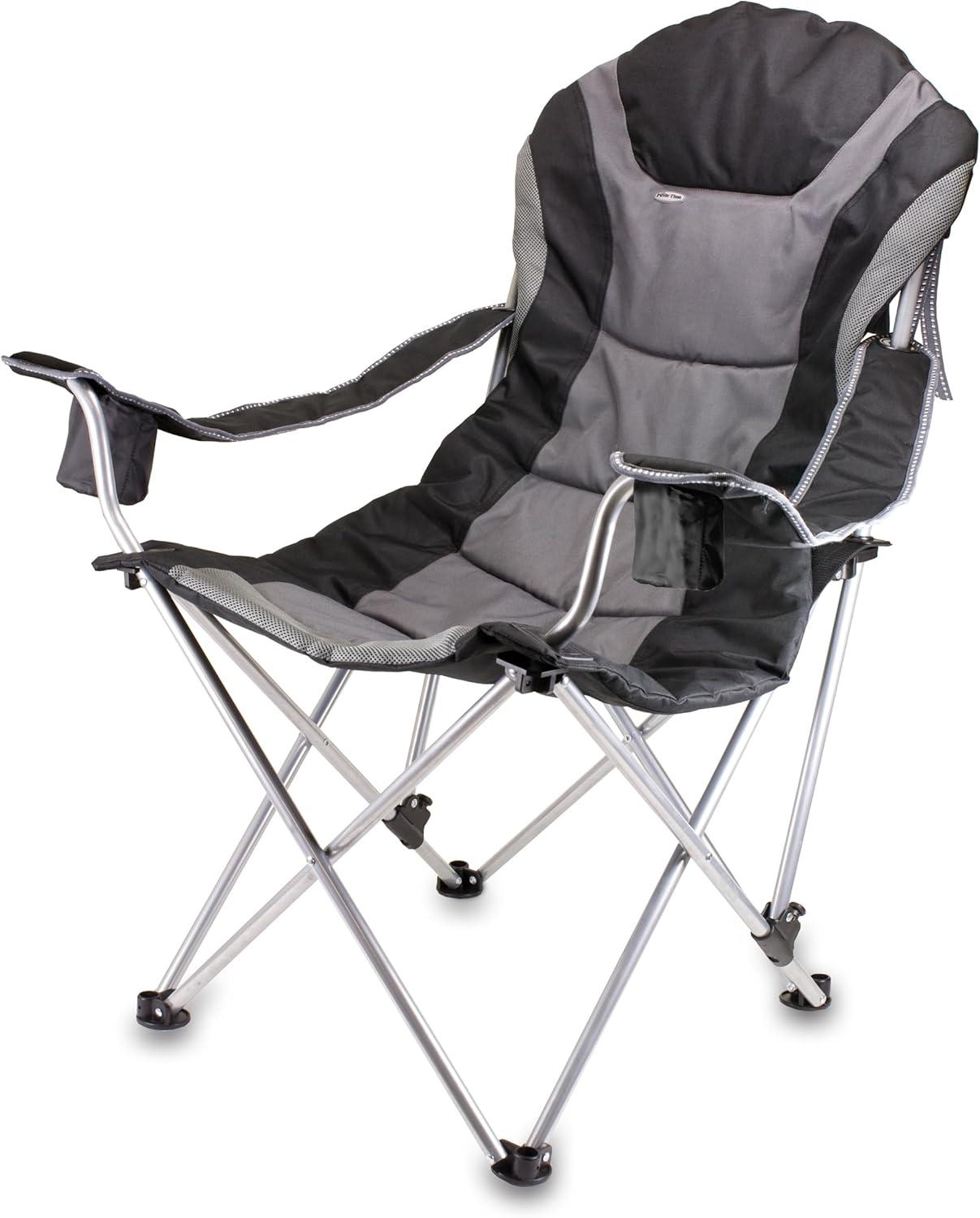imagePICNIC TIME NHL Calgary Flames Reclining Camp Chair Beach Chair for Adults Sports Chair with Carry Bag Black with Gray Accents