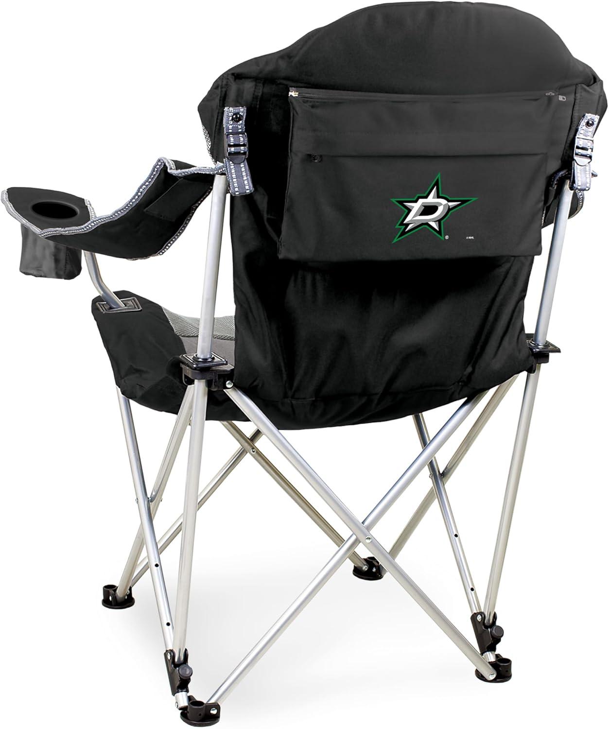 imagePICNIC TIME NHL Columbus Blue Jackets Reclining Camp Chair Beach Chair for Adults Sports Chair with Carry Bag Black with Gray Accents