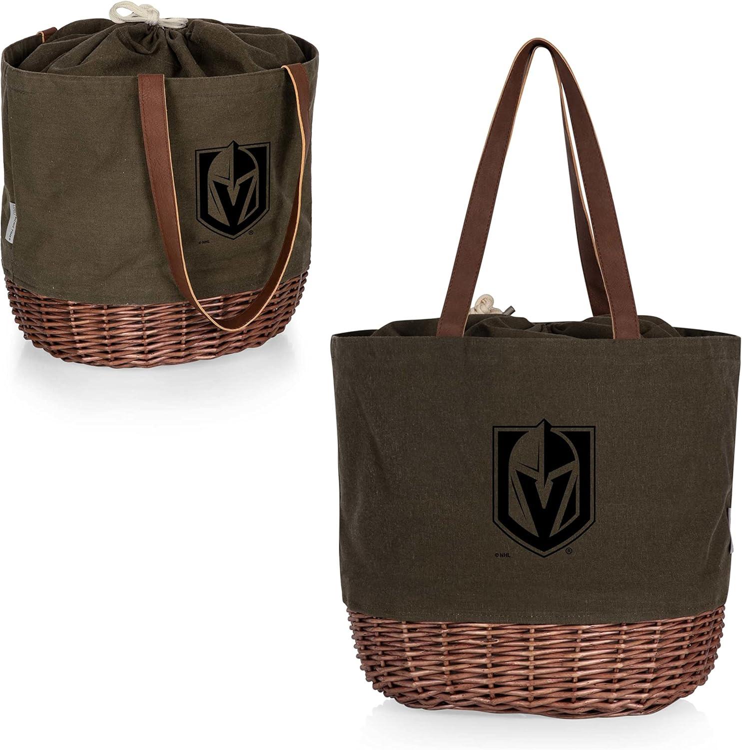 imagePICNIC TIME NHL UnisexAdult NHL Coronado Canvas and Willow Basket Tote Picnic Tote Bag Beach ToteKhaki Green
