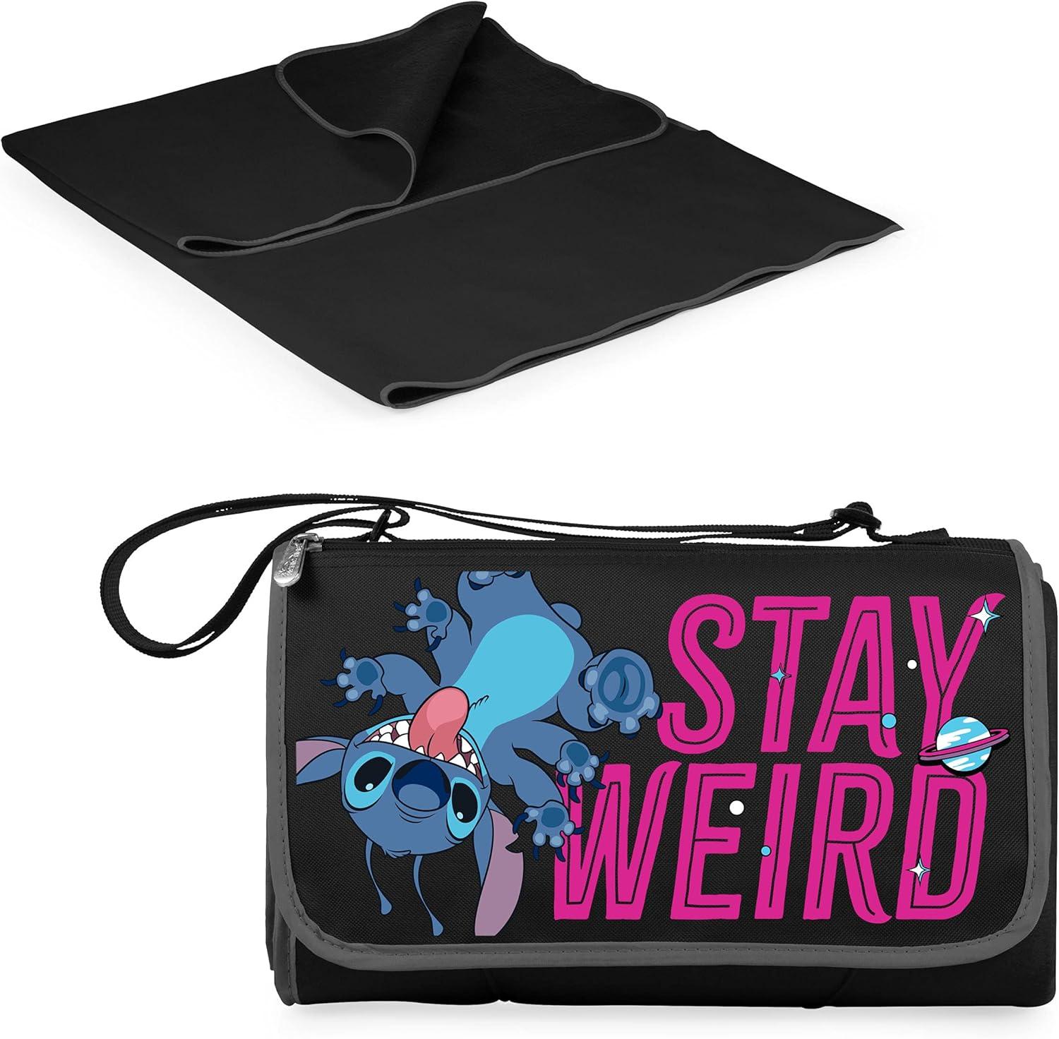 imagePICNIC TIME ONIVA a Brand Disney Lilo and Stitch Blanket Tote Outdoor Picnic Blanket Beach Blanket Camping Blanket Black with Black Exterior