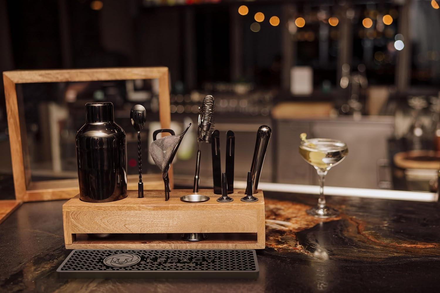 imagePICNIC TIME Old Fashioned Bar Set Professional Bartender Kit Cocktail Shaker Set Bar Accessories with Wood Gift Box Mango Wood