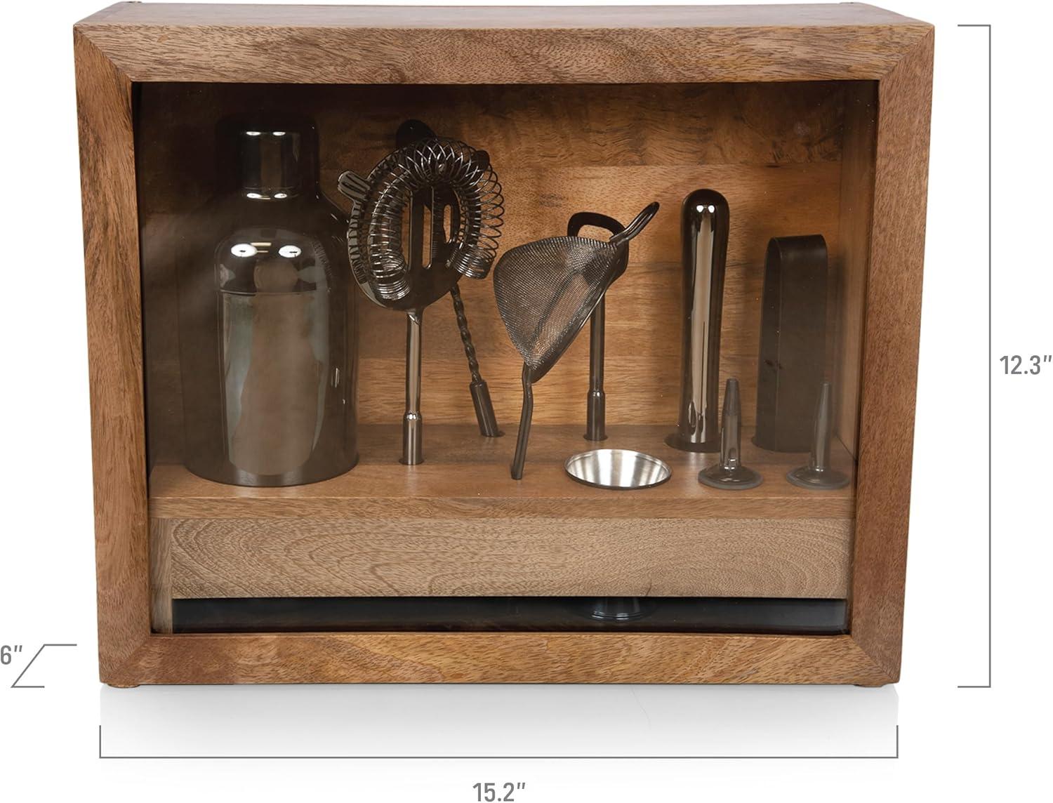 imagePICNIC TIME Old Fashioned Bar Set Professional Bartender Kit Cocktail Shaker Set Bar Accessories with Wood Gift Box Mango Wood