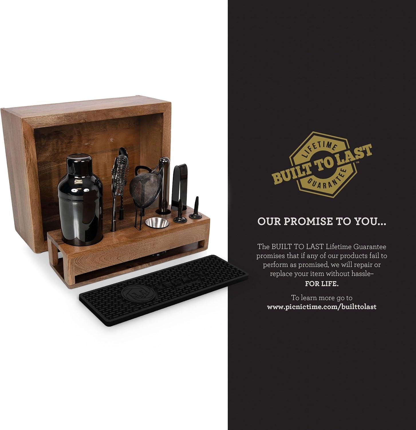 imagePICNIC TIME Old Fashioned Bar Set Professional Bartender Kit Cocktail Shaker Set Bar Accessories with Wood Gift Box Mango Wood