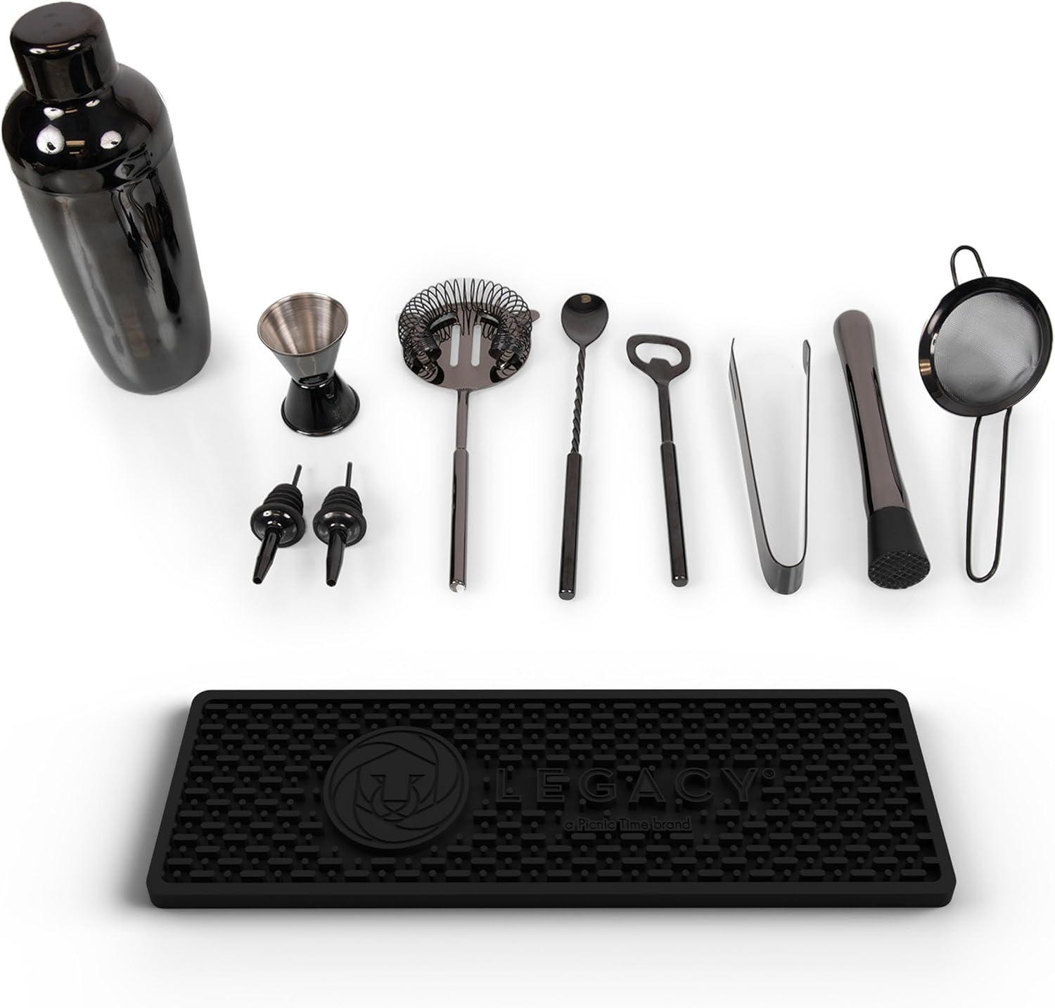 imagePICNIC TIME Old Fashioned Bar Set Professional Bartender Kit Cocktail Shaker Set Bar Accessories with Wood Gift Box Mango Wood