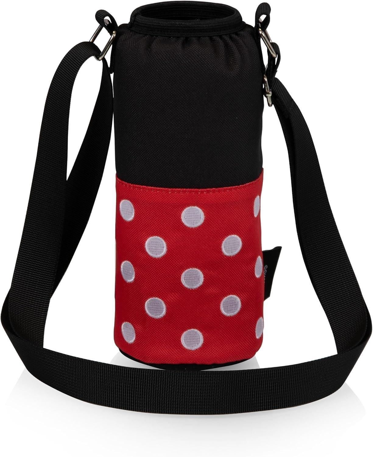 imagePicnic TIME Disney Minnie Mouse Water Bottle Holder Insulated Water Bottle Cooler BagBlack with Red Pattern