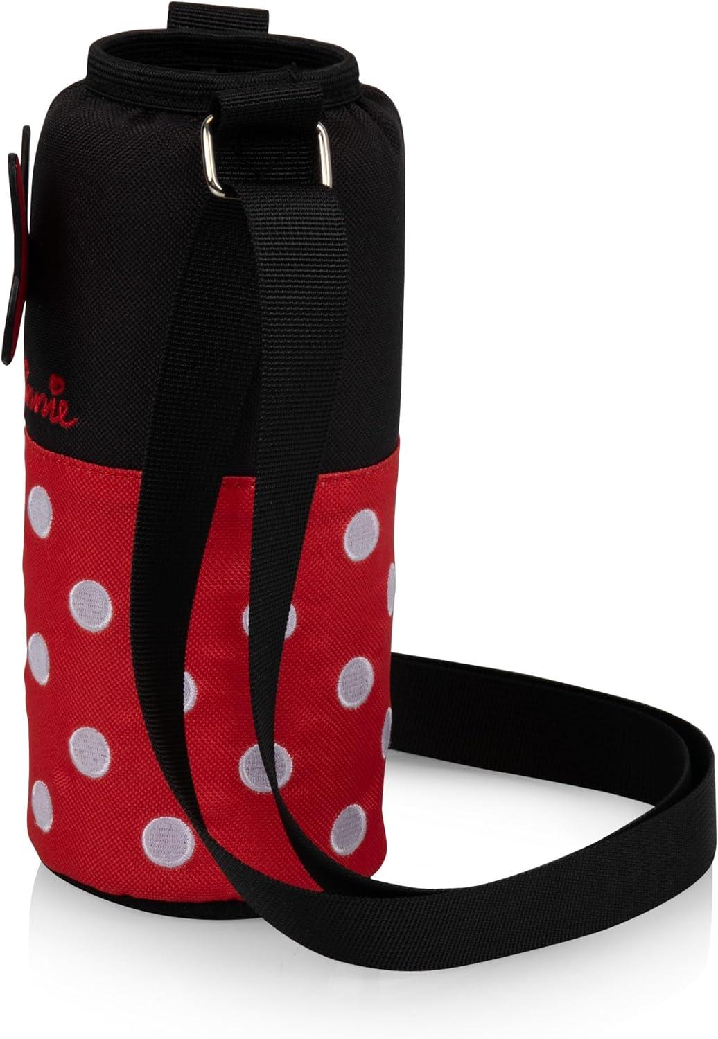 imagePicnic TIME Disney Minnie Mouse Water Bottle Holder Insulated Water Bottle Cooler BagBlack with Red Pattern